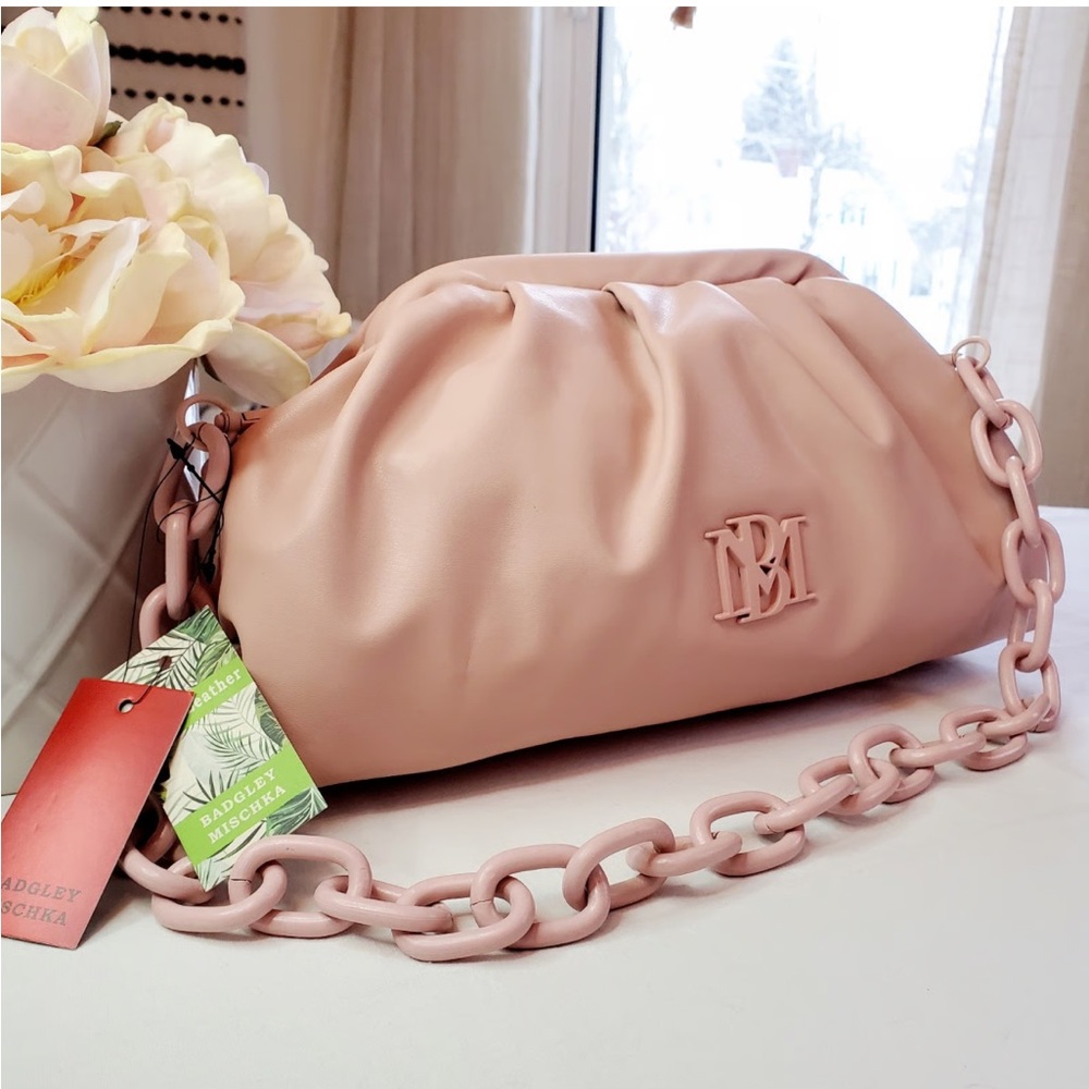 NWT Badgley Mischka Pink Chain Shoulder Bag